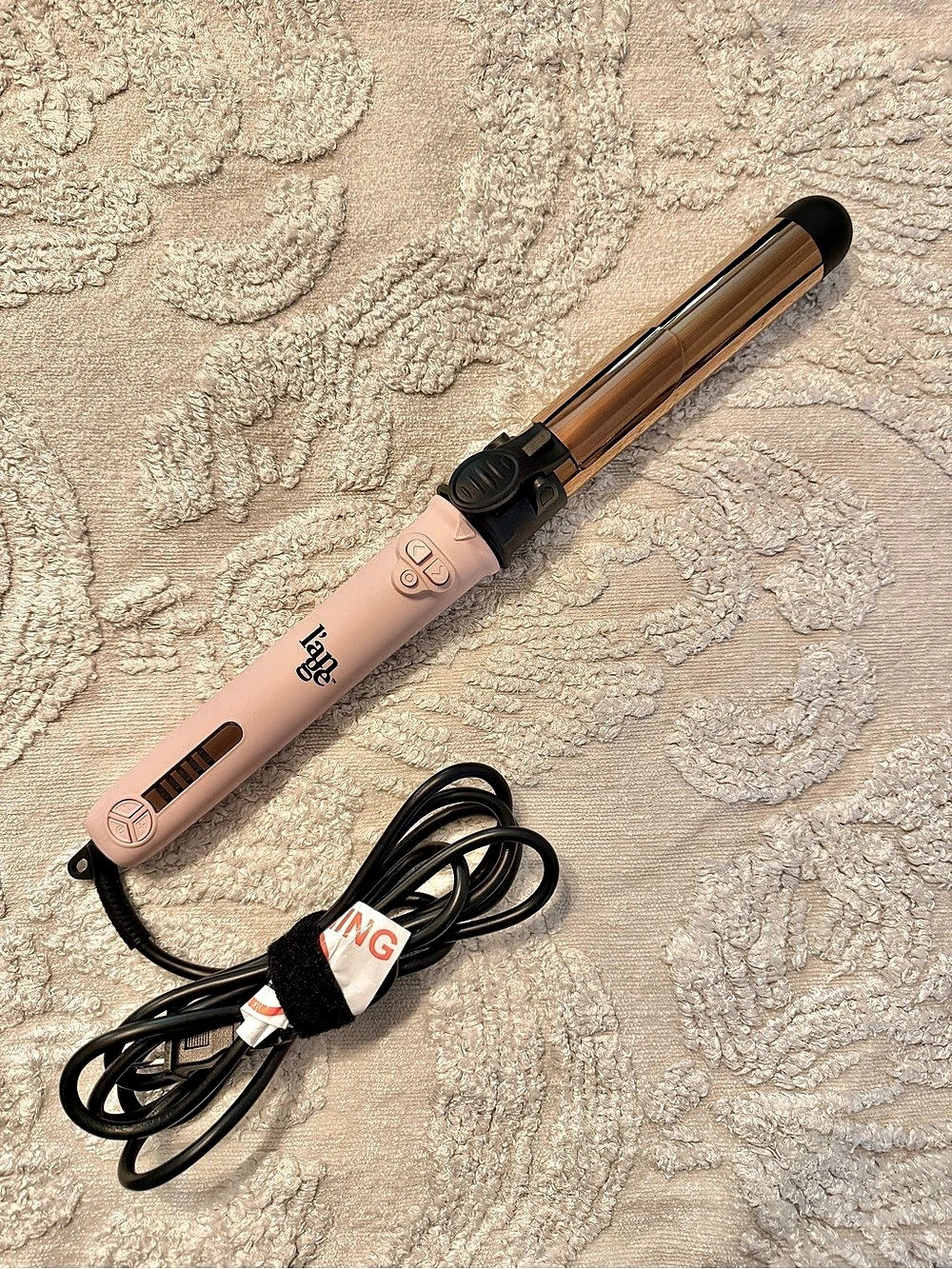 L'ange Le Pirouette Blush Rotating Curling Iron 32mm Rotating 1.25” titanium